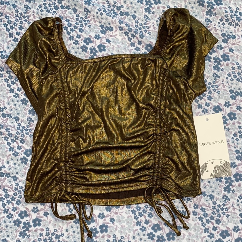 Gold Ruched Women's Top